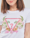 T-Shirt Guess SS CN TRIANGLE FLOWERS TEE Bianco T-shirt maniche corte Donna - 5