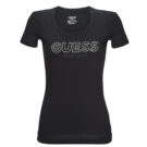Guess SS RN MESH LOGO TEE Black T-shirt short sleeves Woman - 1