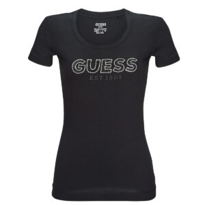 T-shirt  Guess  SS RN MESH LOGO TEE  Nero -  T-shirt maniche corte Donna