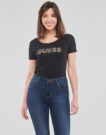 Guess SS RN MESH LOGO TEE Black T-shirt short sleeves Woman - 2