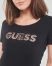 Guess SS RN MESH LOGO TEE Black T-shirt short sleeves Woman - 5