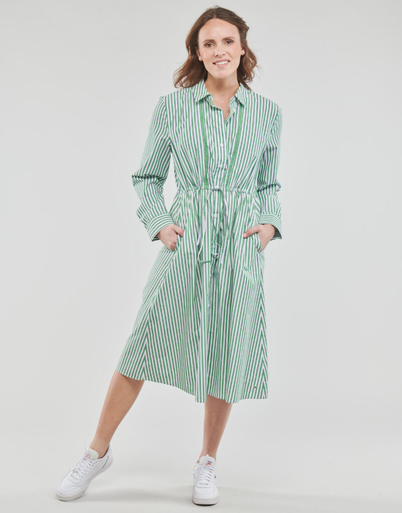 Abito corto Tommy Hilfiger ORG CO STRIPE MIDI SHIRT-DRESS Bianco Abiti corti Donna - 2