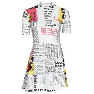 Abito corto  Desigual  VEST_NEWSPAPER  Bianco -  Abiti corti Donna