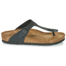 BIRKENSTOCK Gizeh Birko-flor / Schwarz / Normale schwarze Flip-Zehentrenner f&uuml;r Damen - Gr&ouml;&szlig;e 2