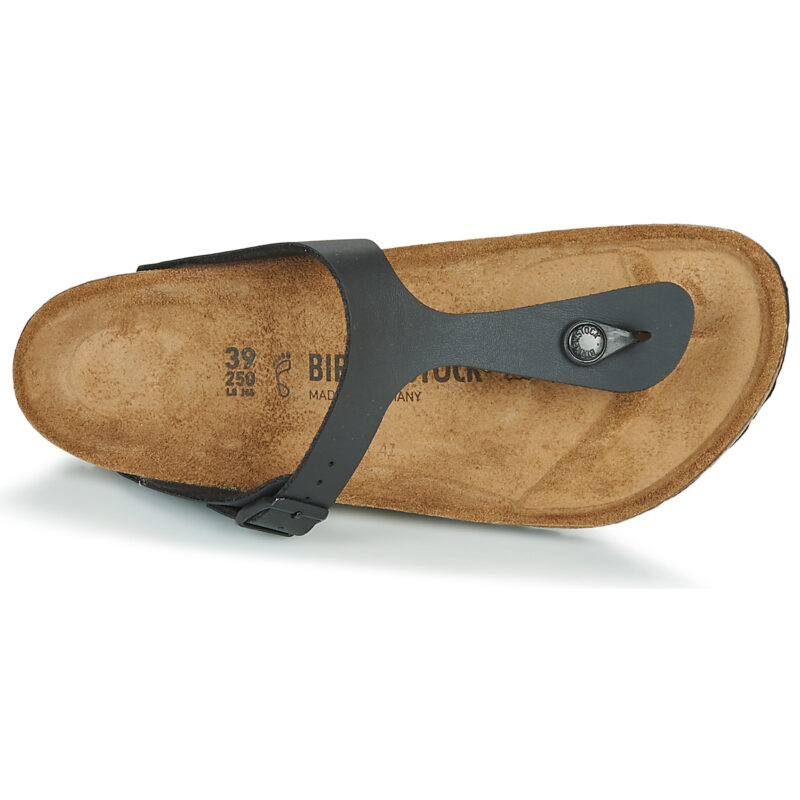 BIRKENSTOCK Gizeh Birko-flor / Schwarz / Normale schwarze Flip-Zehentrenner f&uuml;r Damen - Gr&ouml;&szlig;e 6