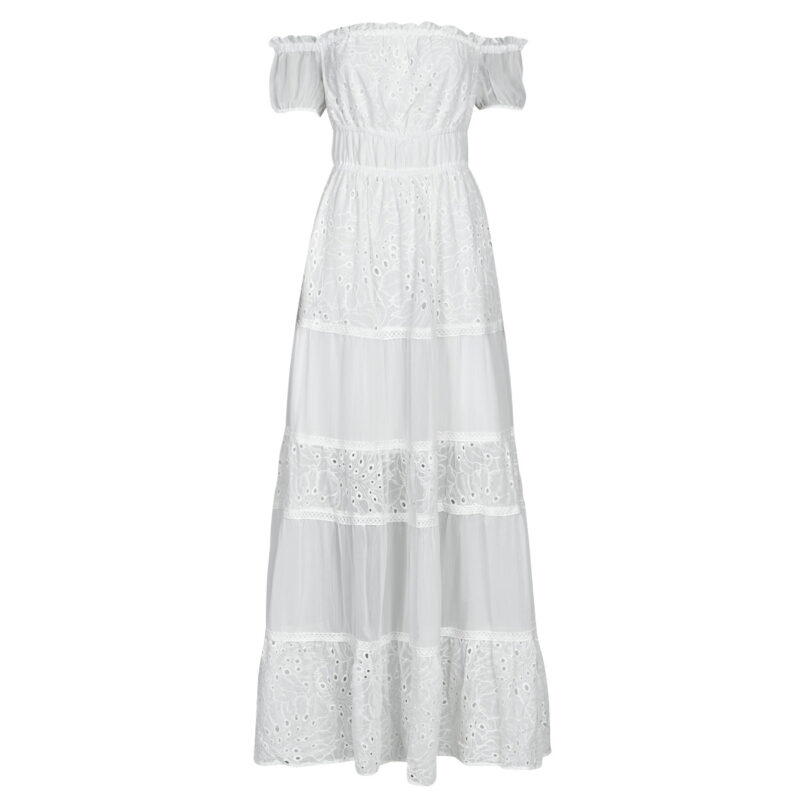 Kleiden Guess ZENA LONG DRESS Bianco Abiti Lunghi Donna - 1