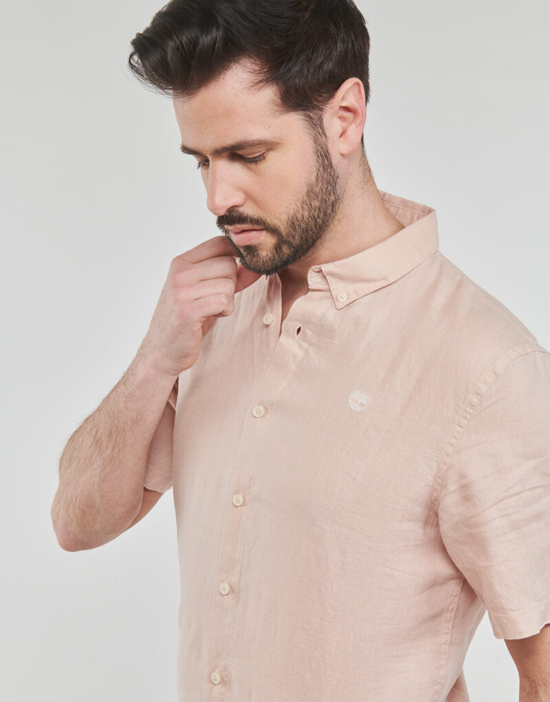 Kurzarmhemd Timberland SS Mill River Linen Shirt Slim Rosa Kurzarmhemden Herren - 5