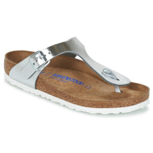 BIRKENSTOCK Gizeh Soft Footbed Metallic / Pelle / Silver / Regular Argento Infradito Donna