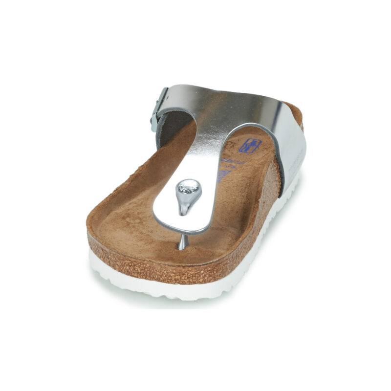BIRKENSTOCK Gizeh Soft Footbed Metallic / Pelle / Silver / Regular Argento Infradito Donna - 3