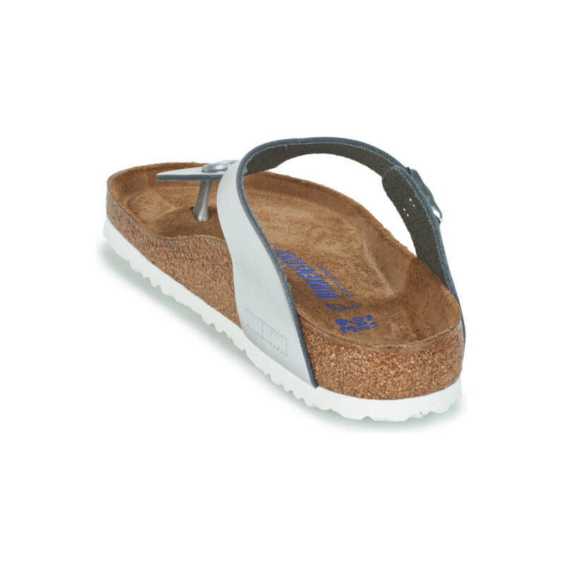BIRKENSTOCK Gizeh Soft Footbed Metallic / Pelle / Silver / Regular Argento Infradito Donna - 5