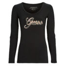 T-shirts a maniche lunghe Guess LS SN GUESS SCRIPT TEE Nero T-shirts a maniche lunghe Donna - 1