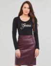 T-shirts a maniche lunghe Guess LS SN GUESS SCRIPT TEE Nero T-shirts a maniche lunghe Donna - 2