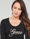 T-shirts a maniche lunghe Guess LS SN GUESS SCRIPT TEE Nero T-shirts a maniche lunghe Donna - 5