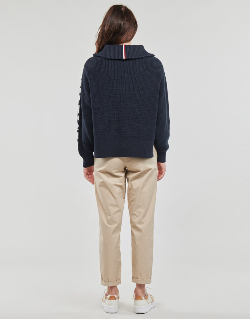 Pull Tommy Hilfiger PLACED HILFIGER 1/2 ZIP SWEATER Marine Pulls Femme - 4