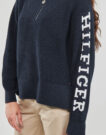 Pull Tommy Hilfiger PLACED HILFIGER 1/2 ZIP SWEATER Marine Pulls Femme - 5