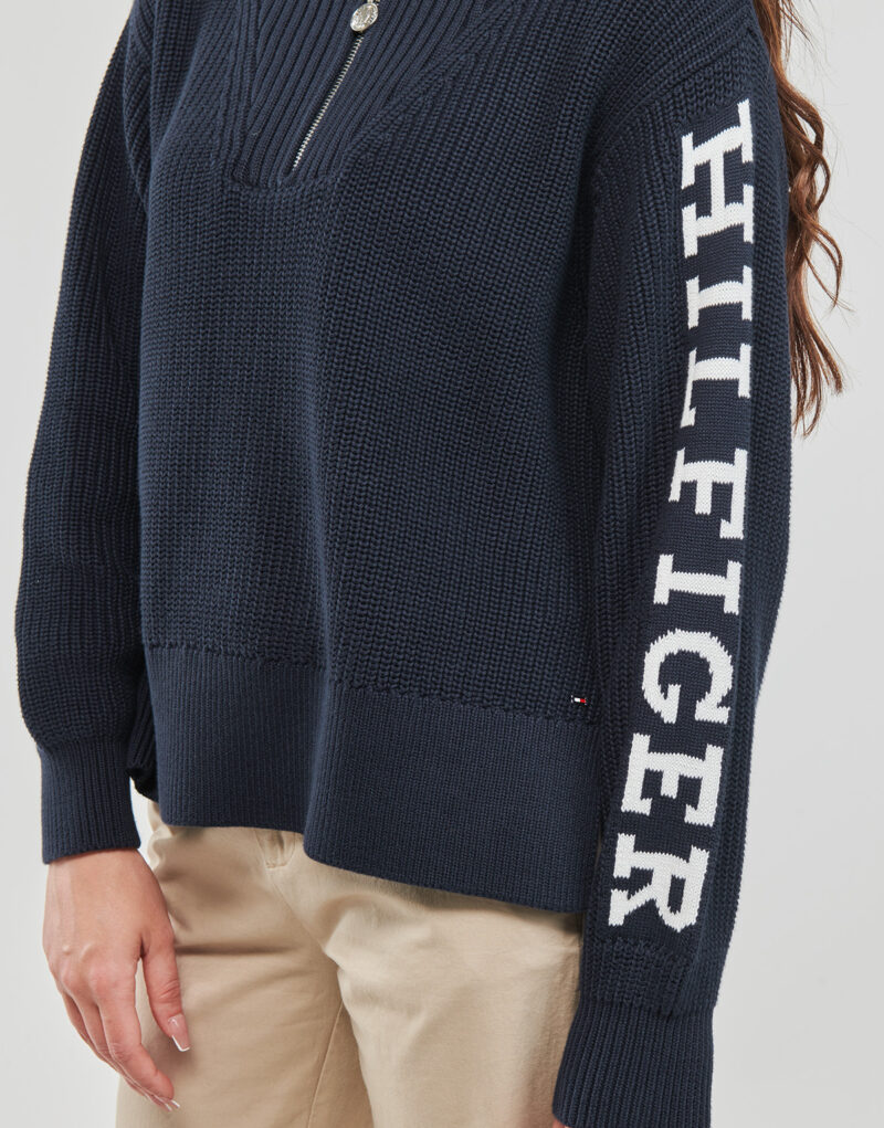 Pull Tommy Hilfiger PLACED HILFIGER 1/2 ZIP SWEATER Marine Pulls Femme - 5