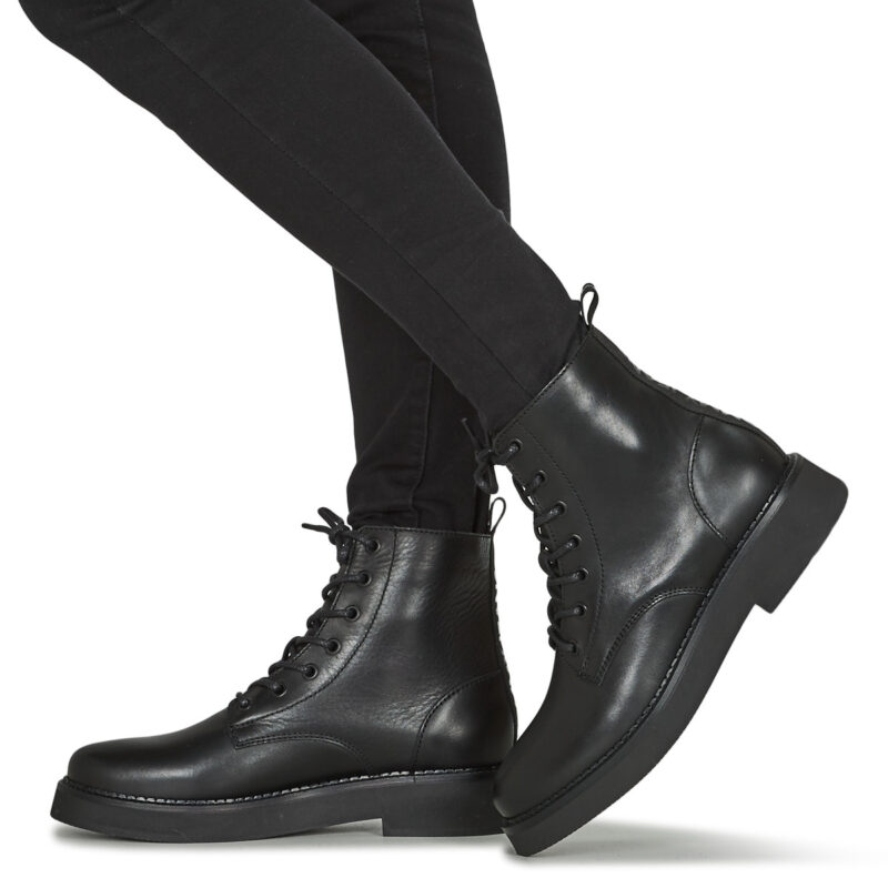Tommy Jeans TJW LACE UP FLAT BOOT Black Women's Ankle Boots - 8
