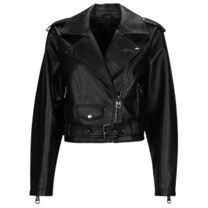 Giacca in pelle  Only  ONLLOUIE FAUX LEAHTER BIKER OTW  Nero -   Giacche in pelle Donna