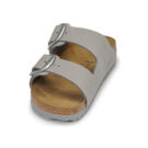 Pantoufles femme BIRKENSTOCK Arizona &agrave; grande boucle, gris et beige - Pointure 3