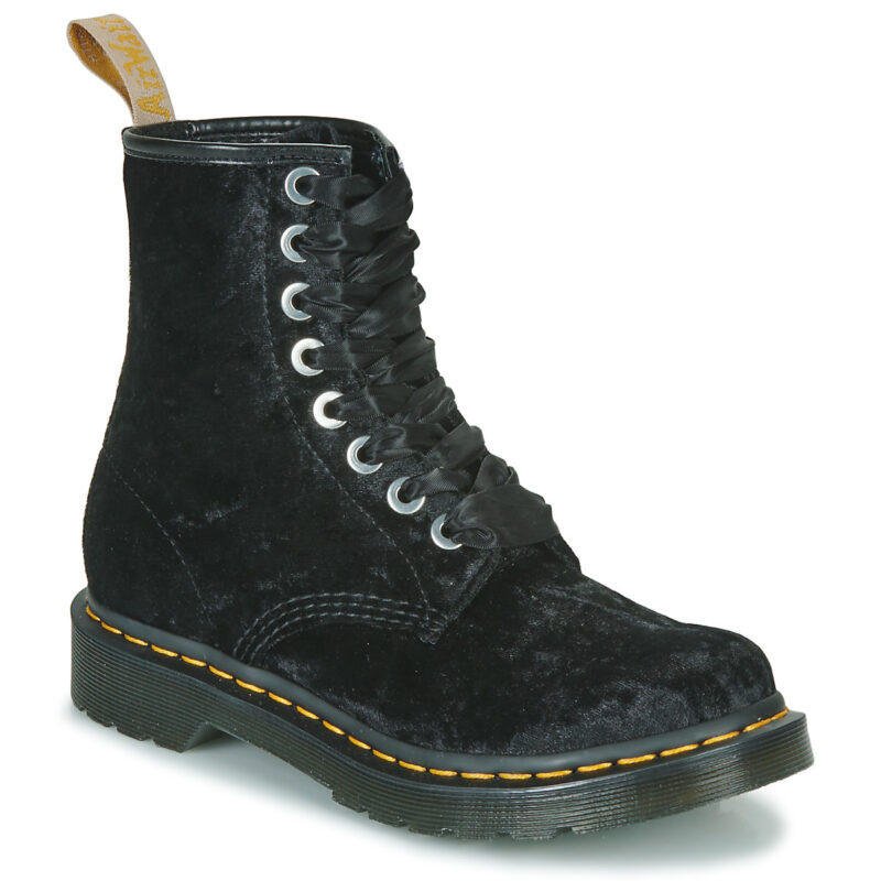 Dr. Martens  VEGAN 1460 BLACK VELVET  Nero -  Stivaletti Donna - 1