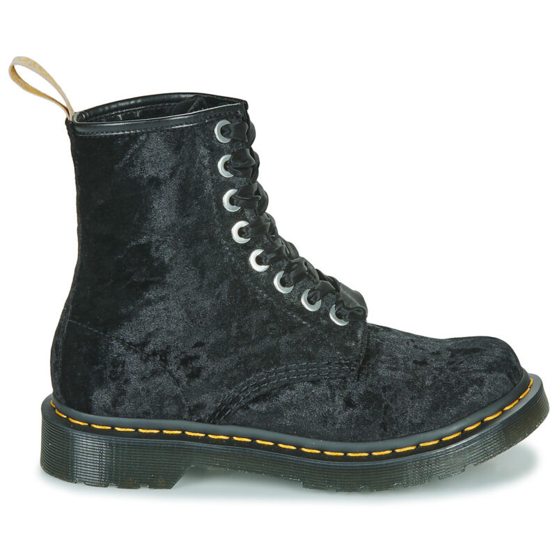 Dr. Martens  VEGAN 1460 BLACK VELVET  Nero -  Stivaletti Donna - 2