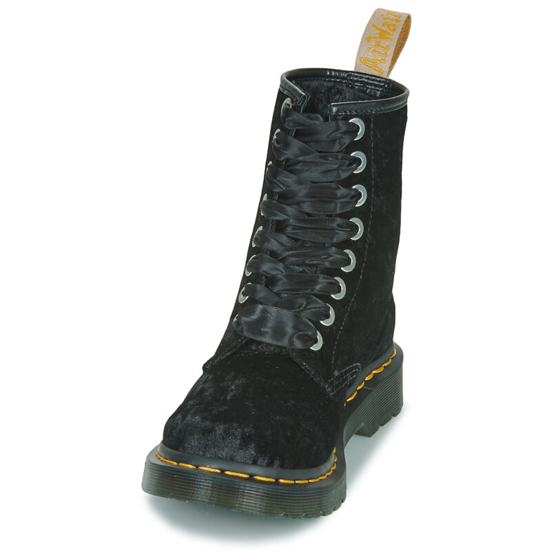 Dr. Martens  VEGAN 1460 BLACK VELVET  Nero -  Stivaletti Donna - 3