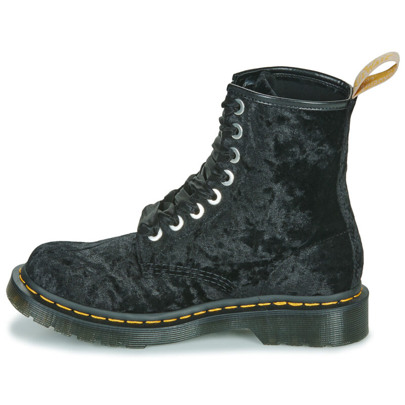 Dr. Martens  VEGAN 1460 BLACK VELVET  Nero -  Stivaletti Donna - 4
