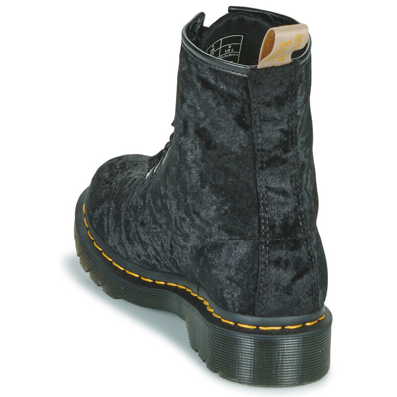 Dr. Martens  VEGAN 1460 BLACK VELVET  Nero -  Stivaletti Donna - 5