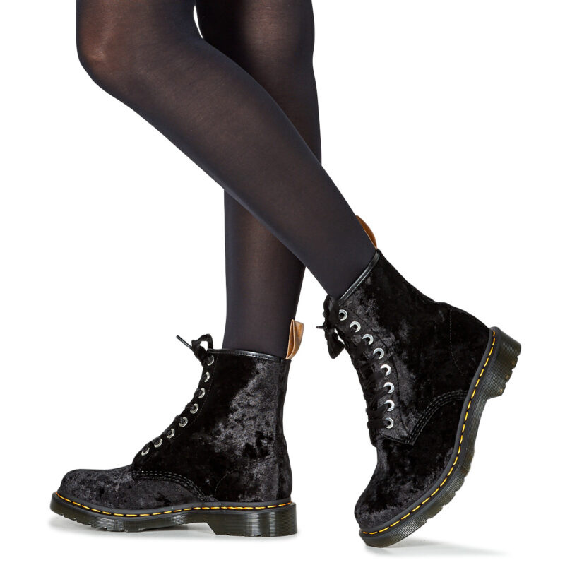 Dr. Martens  VEGAN 1460 BLACK VELVET  Nero -  Stivaletti Donna - 8