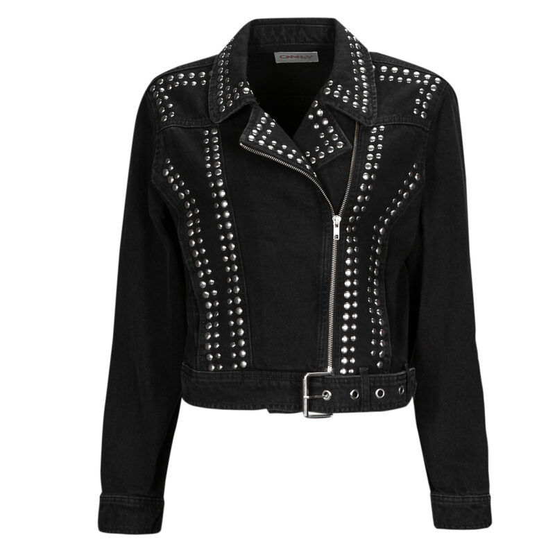 Leather jacketelle Only ONLGILLA LS STUD DNM BIKER JACKET CRO Black Jackets in pelle Donna - 1