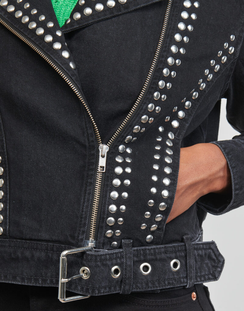 Leather jacketelle Only ONLGILLA LS STUD DNM BIKER JACKET CRO Black Jackets in pelle Donna - 5