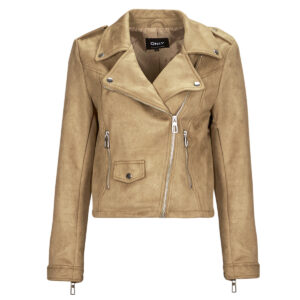 Giacca in pelle  Only  ONLSCOOTIE FAUX SUEDE BIKER JACKET OTW  Beige -   Giacche in pelle Donna