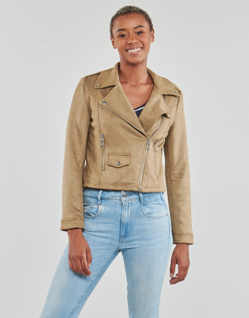 Giacca in pelle Only ONLSCOOTIE FAUX SUEDE BIKER JACKET OTW Beige Giacche in pelle Donna - 2
