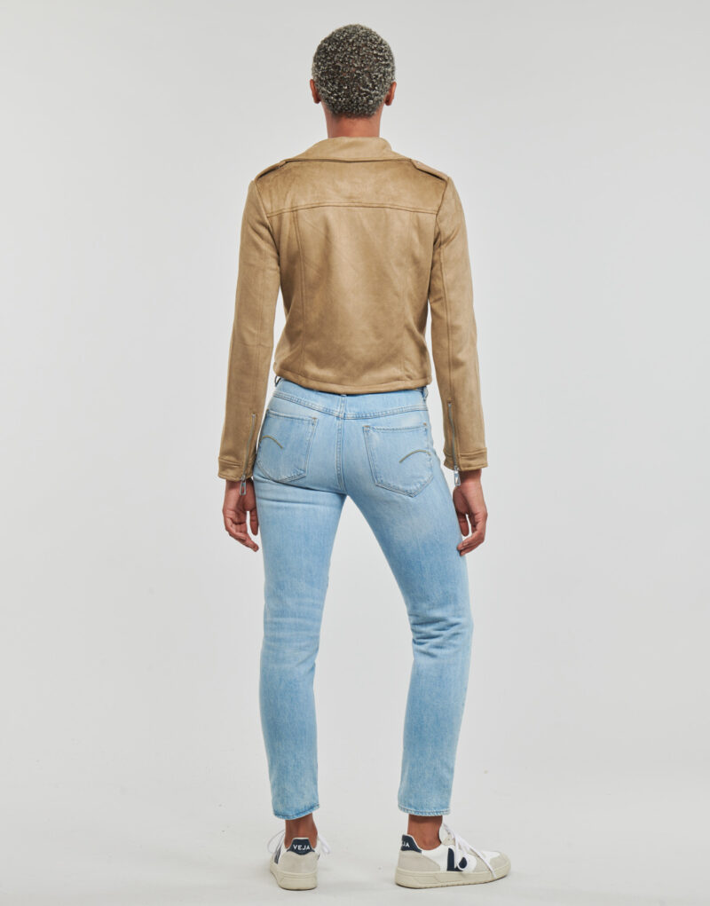 Giacca in pelle Only ONLSCOOTIE FAUX SUEDE BIKER JACKET OTW Beige Giacche in pelle Donna - 4