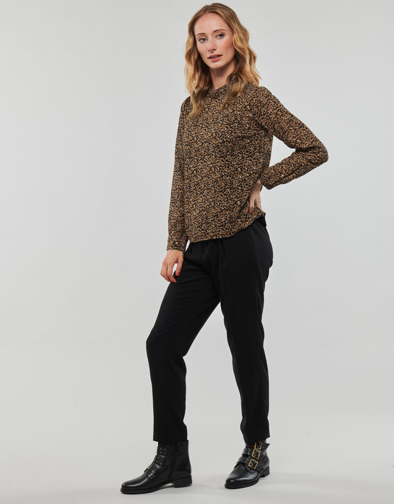 Camicetta Only ONLKACEY FR L/S HIGH NECK TOP PTM Marrone Camicette Donna - 3