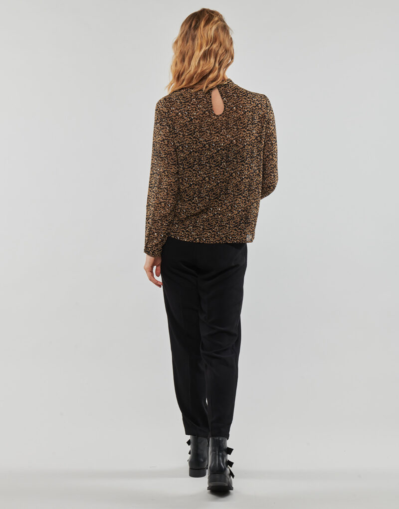 Camicetta Only ONLKACEY FR L/S HIGH NECK TOP PTM Marrone Camicette Donna - 4