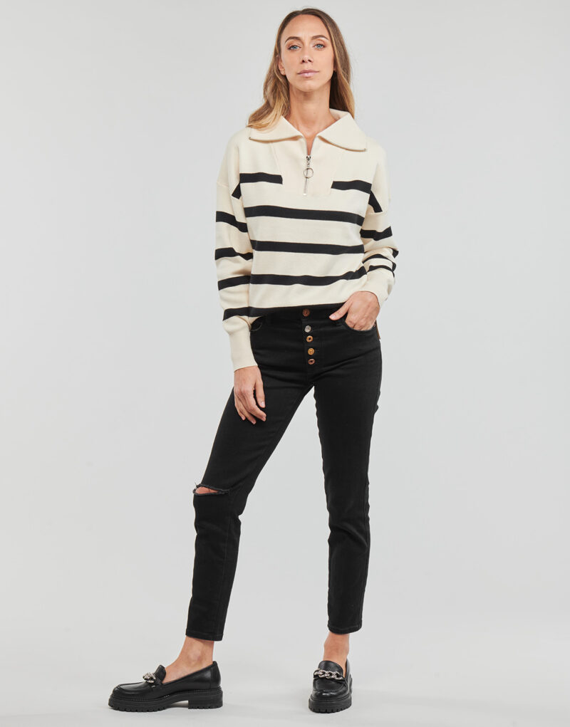 Maglione Vero Moda VMSABA STRIPE LS HIGHNECK BLOUSE GA NOOS Beige - Maglioni Donna - 3