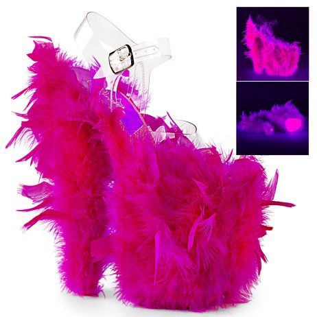 Pleaser FLAMINGO-808F FLAM808F/C/NHP Sandali con Cinturino  Tacco Altissimo 20 Plateau 10.2 Trasparente FLAM808F/C/NHP
