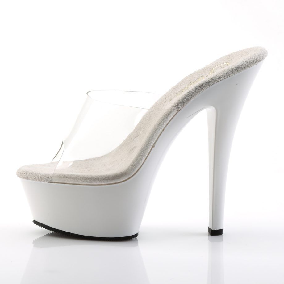 Pleaser KISS-201 KISS201/C/W Sandali Donna  Tacco Altissimo 15 Plateau 4.5 Trasparente KISS201/C/W