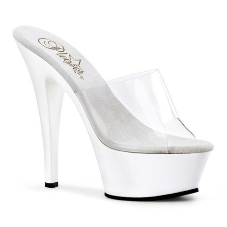 Pleaser KISS-201 KISS201/C/W Sandali Donna  Tacco Altissimo 15 Plateau 4.5 Trasparente KISS201/C/W