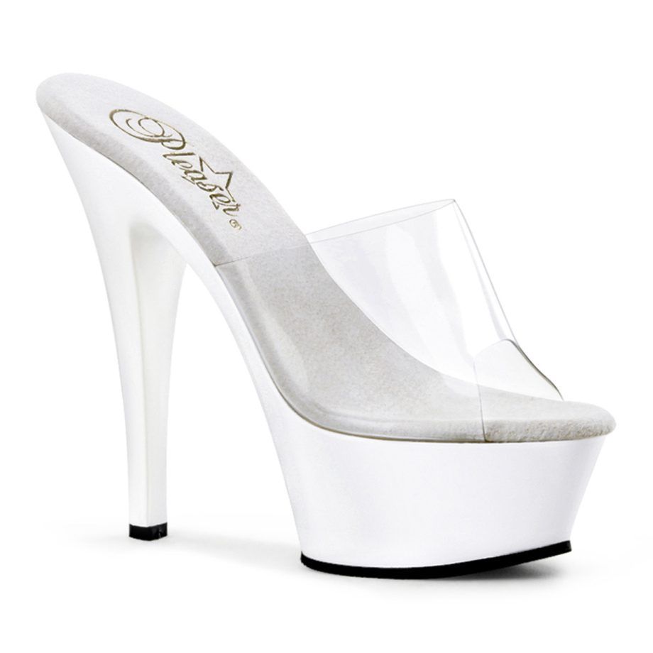 Pleaser KISS-201 KISS201/C/W Sandali Donna  Tacco Altissimo 15 Plateau 4.5 Trasparente KISS201/C/W