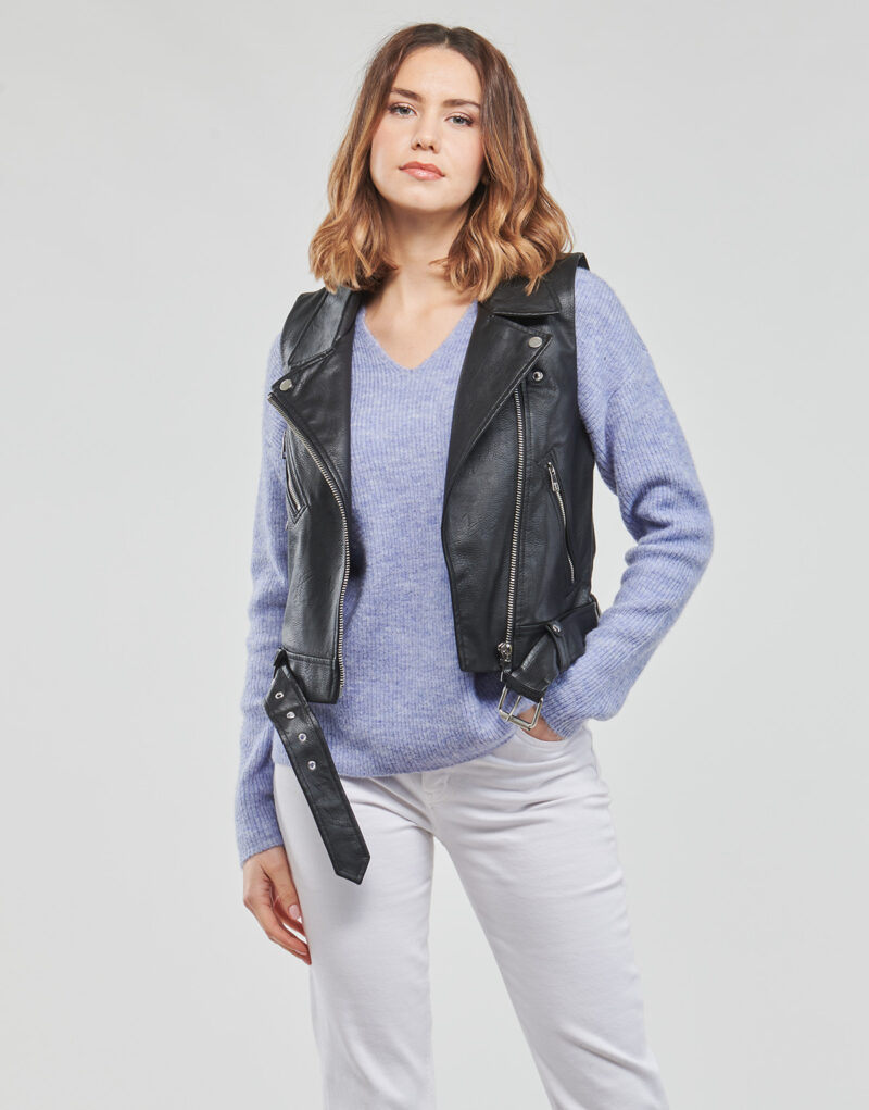 Giacca in pelle Only ONLVERA FAUX LEATHER WAISTCOAT Nero - Giacche in pelle Donna - 2