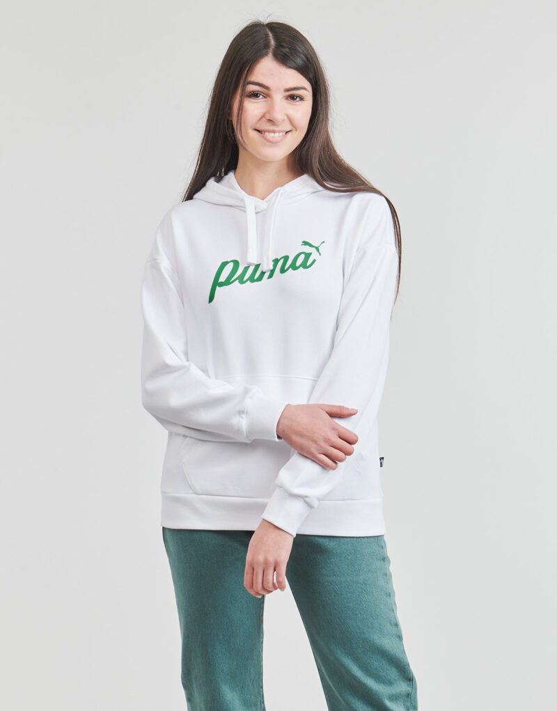 Felpe con cappuccio  Puma  ESS+ BLOSSOM SCRIPT HOODIE TR  Bianco -  Felpe con cappuccio Abbigliamento Donna - 2