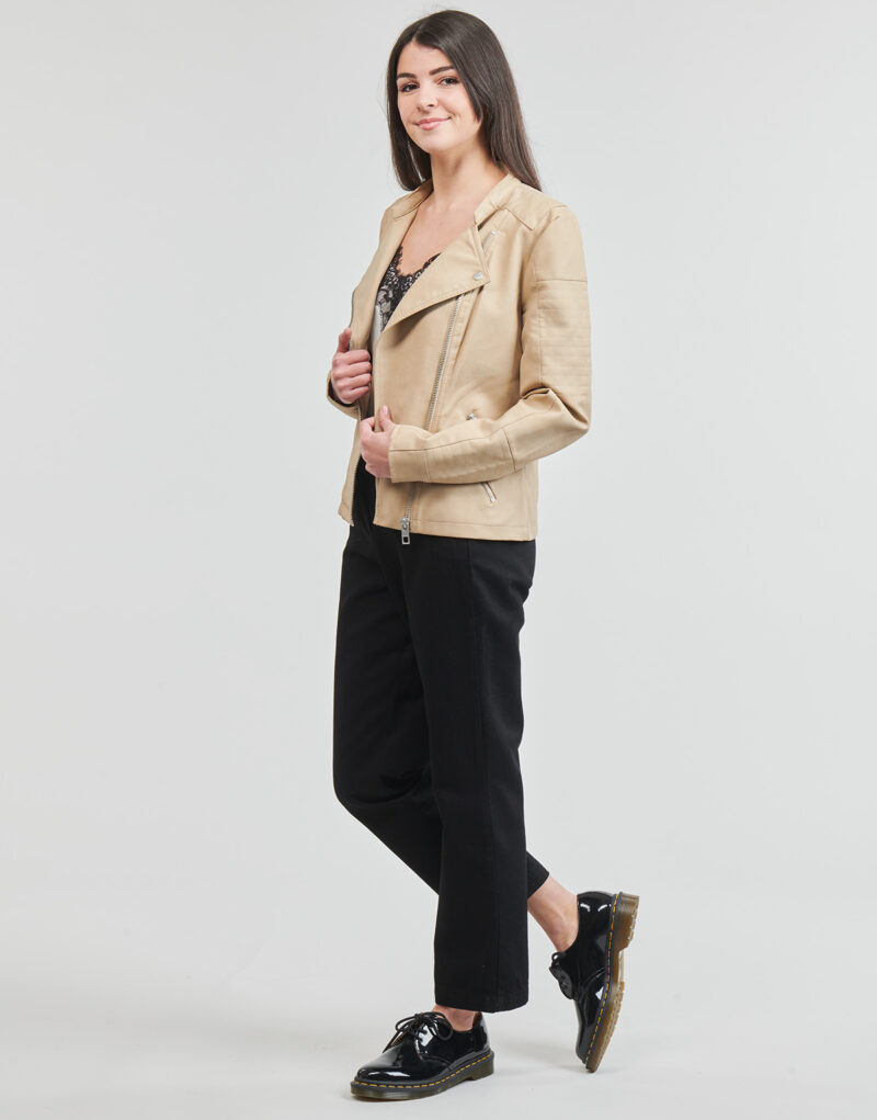 Leather jacketelle Only ONLAVA Beige Jackets in pelle Donna - 3