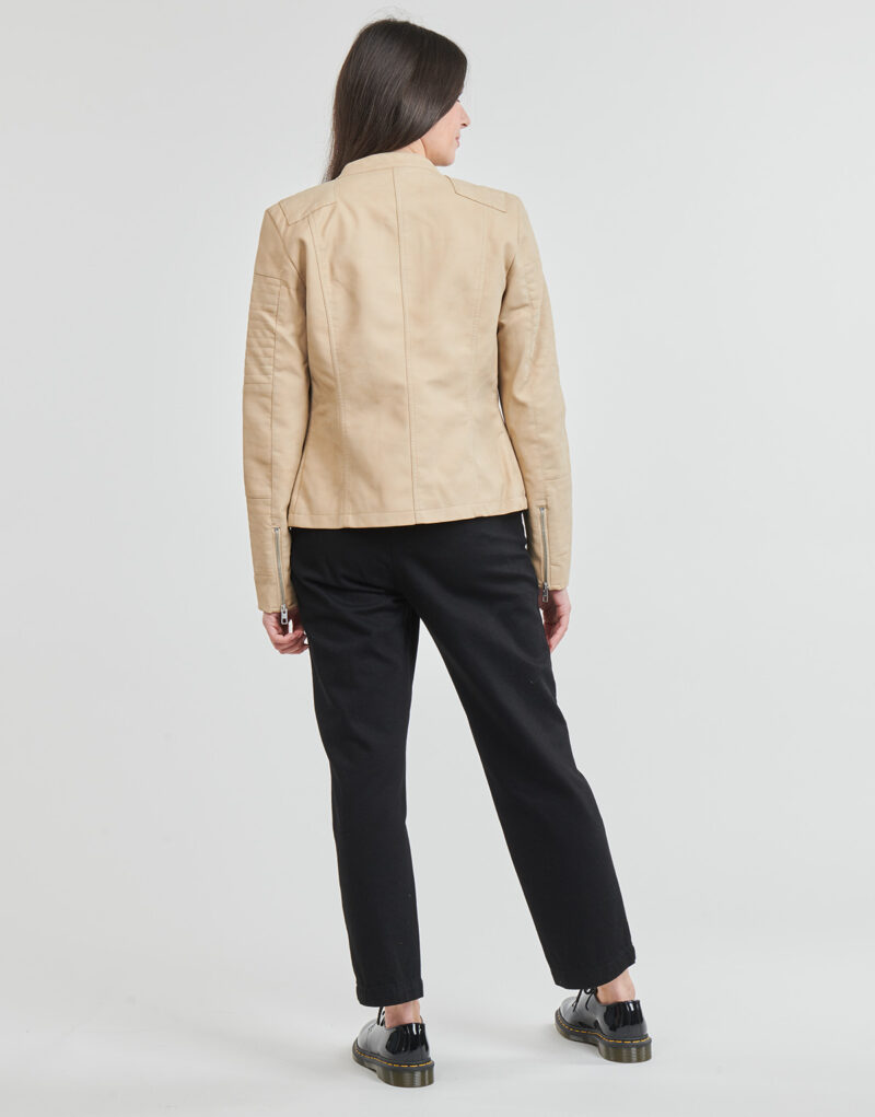 Leather jacketelle Only ONLAVA Beige Jackets in pelle Donna - 4