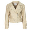 Giacca in pelle  Only  ONLRAVEN  Beige -   Giacche in pelle Donna