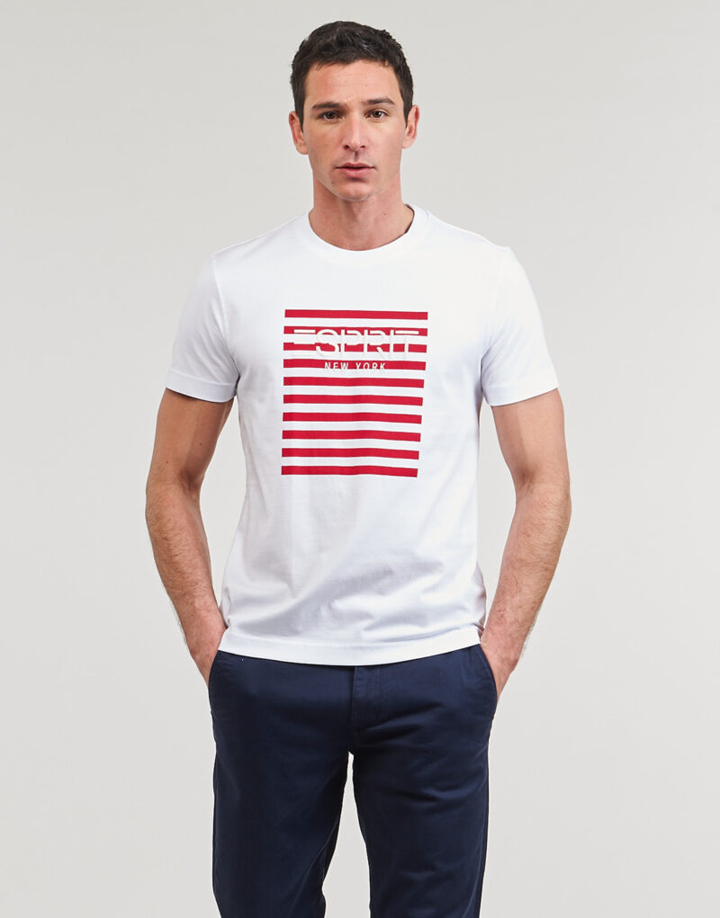 T-Shirt Esprit OCS LOGO STRIPE Bianco T-shirt maniche corte Uomo - 2