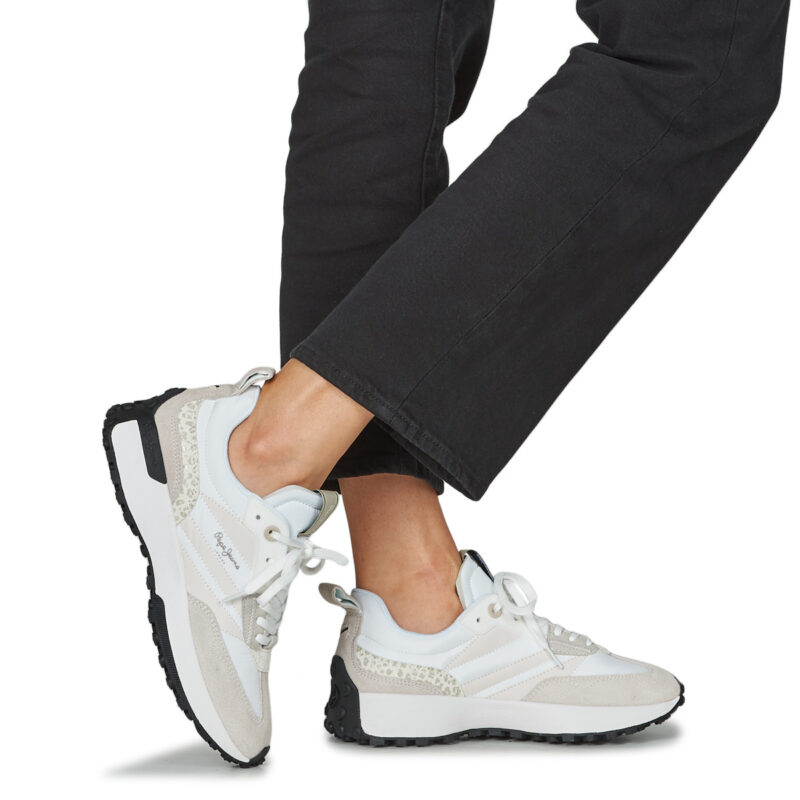 Pepe Jeans Lucky Print Wei&szlig;e Low Sneakers Damen - Gr&ouml;&szlig;e 8