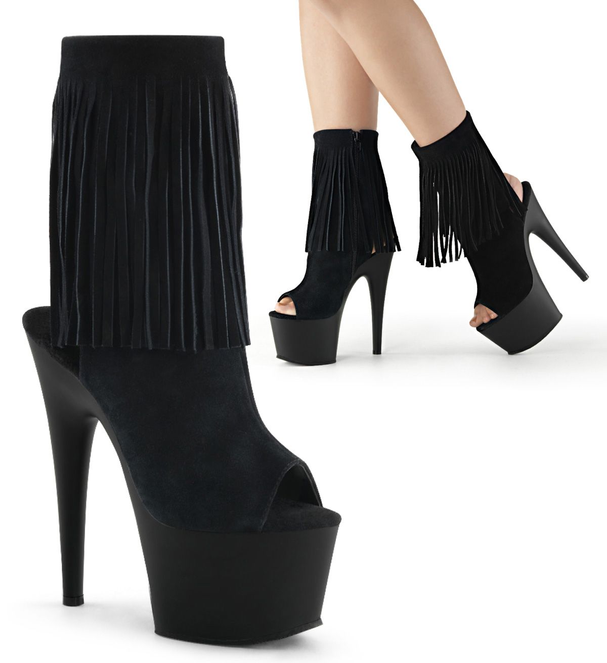 Pleaser ADORE-1019 ADO1019/BSUE/M Tronchetti  Tacco Altissimo 17 Plateau 7.0 Nero ADO1019/BSUE/M