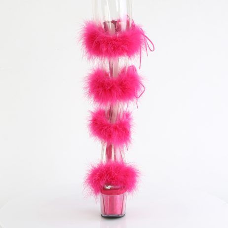 Pleaser ADORE-728F ADO728F/C-HPFUR/M Sandali Donna  Tacco Altissimo 17 Plateau 7.0 Trasparente ADO728F/C-HPFUR/M